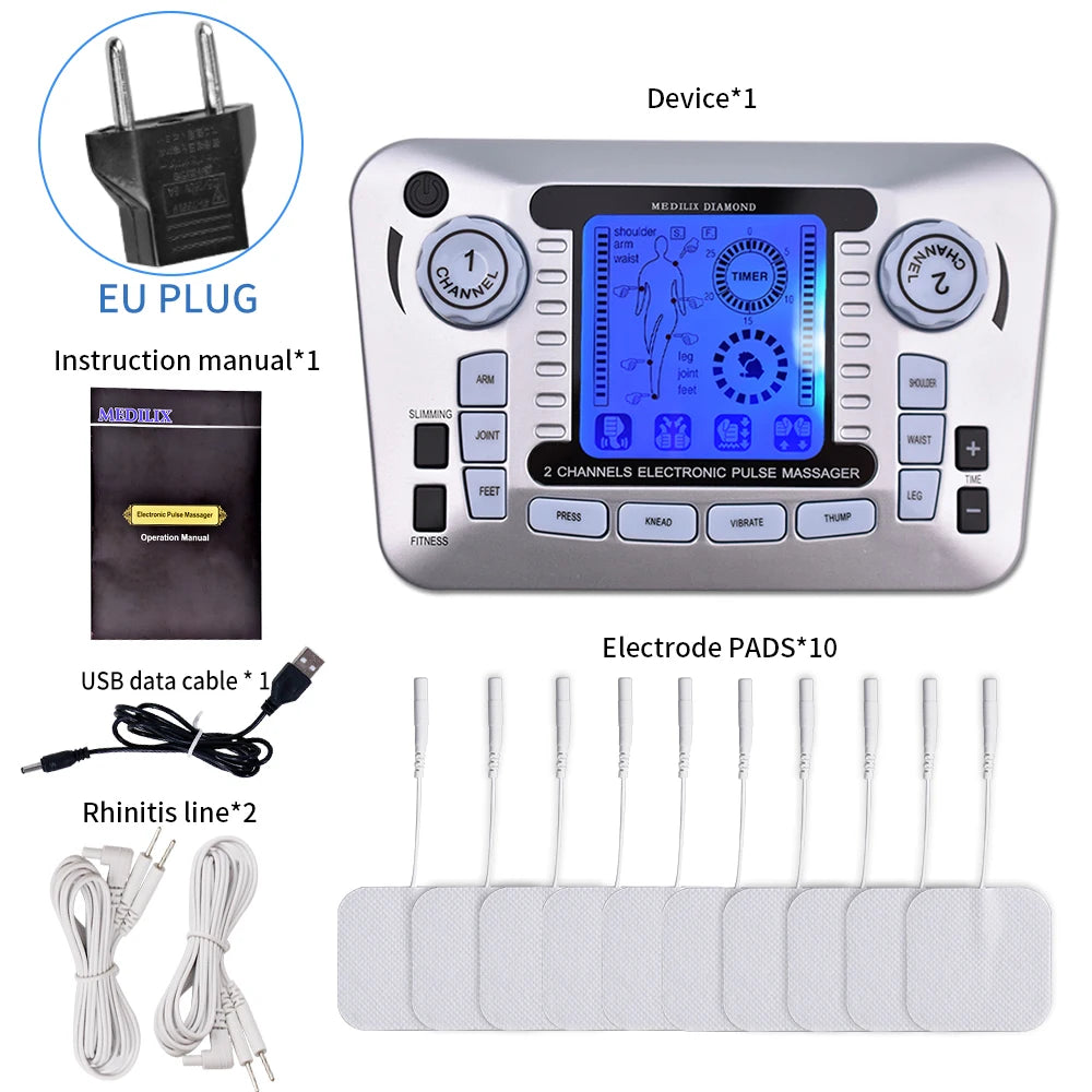 Tens Massager - EMS Muscle Stimulator with Acupuncture &amp; Infrared Therapy EU Plug