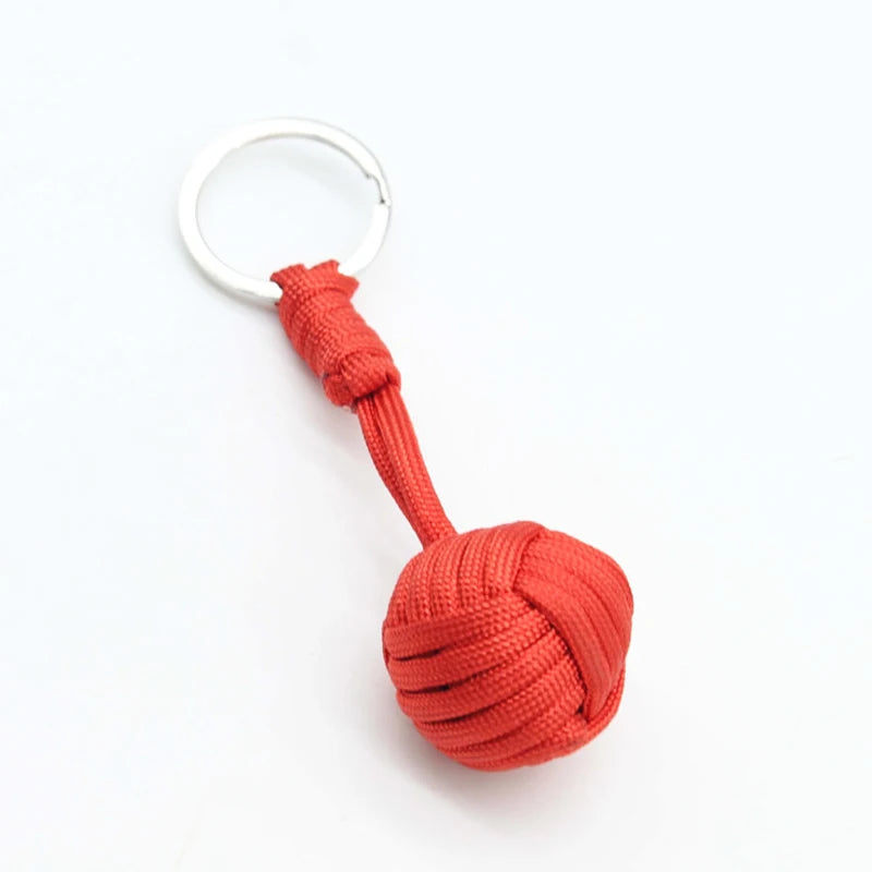 Monkey Fist Paracord Key Chain &ndash; Stainless Steel Ball Red