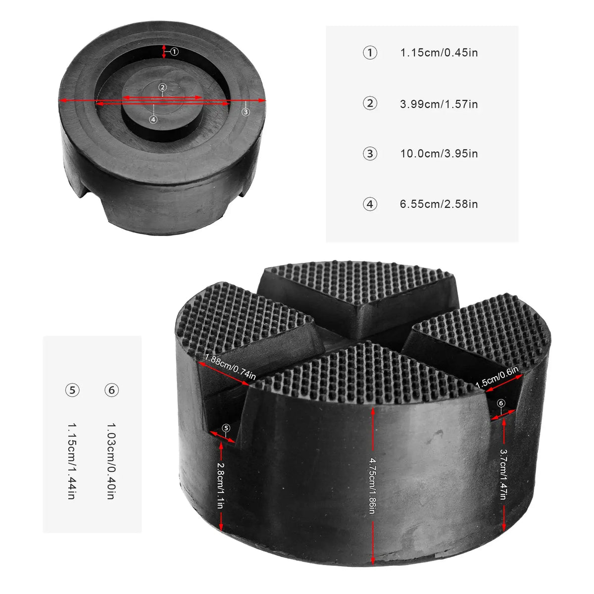 Universal Car Rubber Cross Slotted Jack Pad Adapter Guard Floor Disk Frame Rail Protector For Pinch Weld Side Chassis Trolley by InterCyprus Trading Ltd