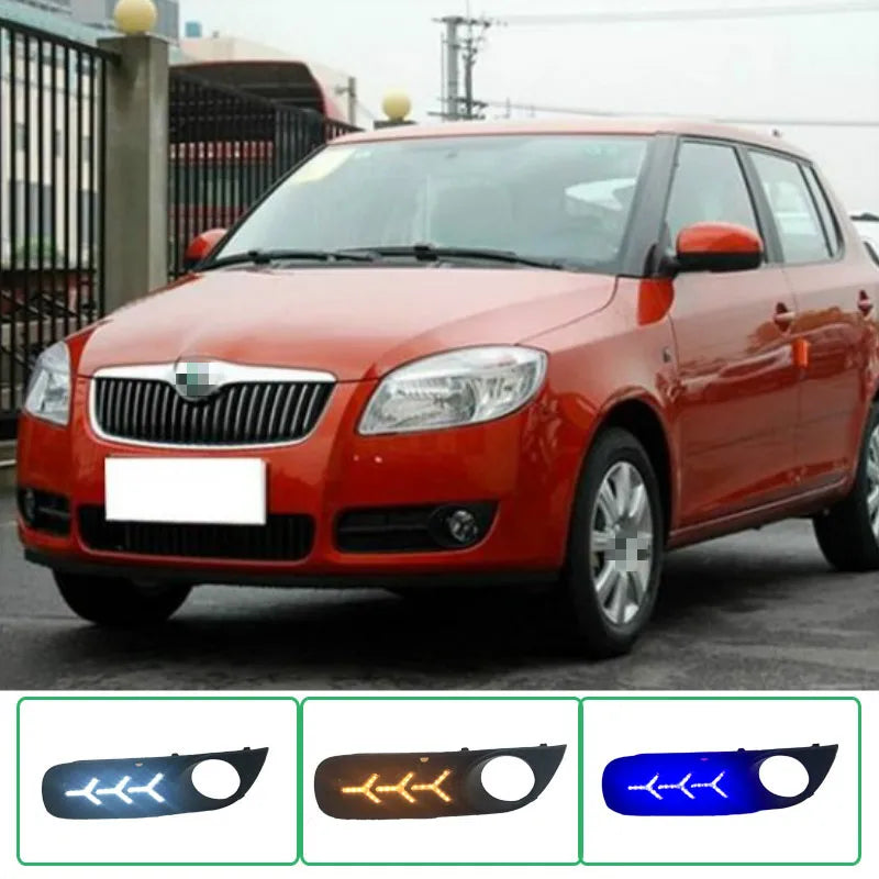 1 Ζευγάρι 12V Led Drl Φώτα Ημέρας Για Skoda Fabia