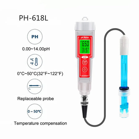 PH-618L - 2-In-1 PH Temperature Water Tester With Backlit