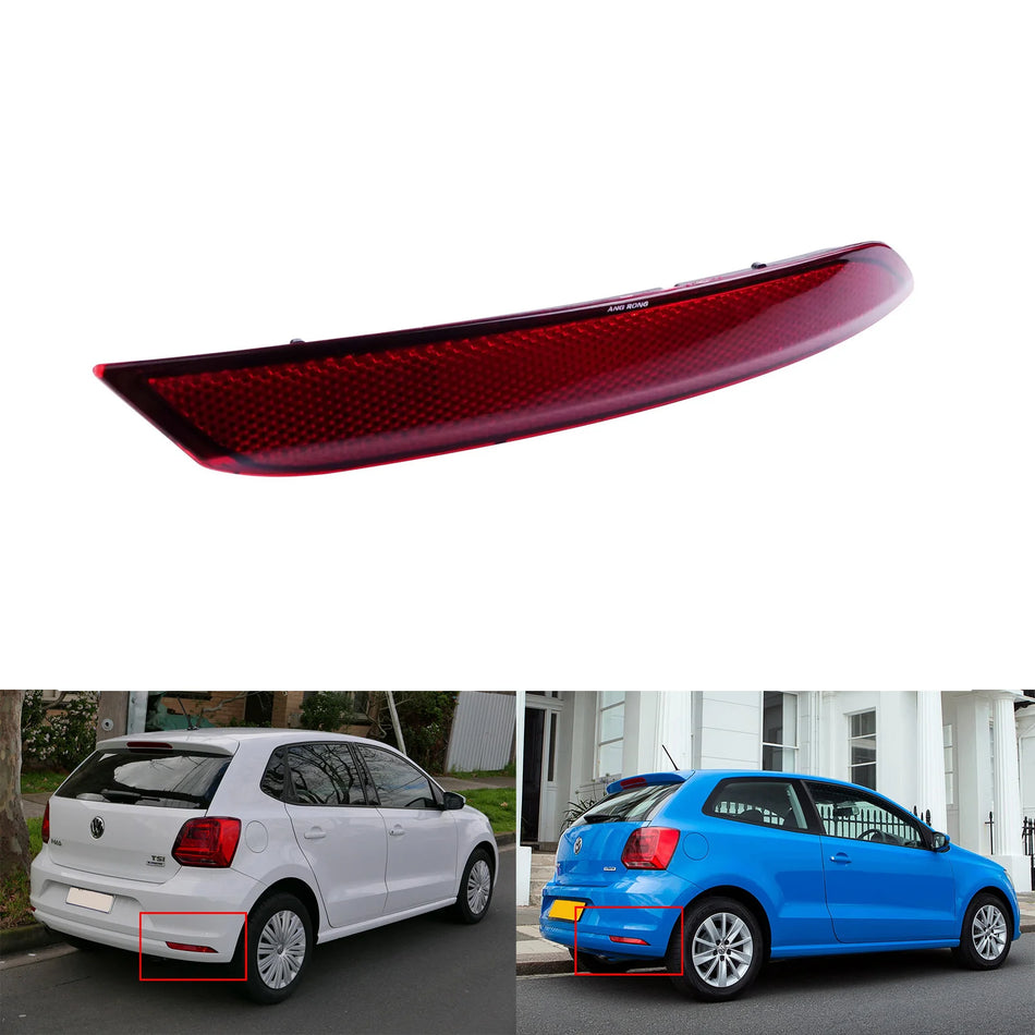 VW Polo 2014-2017 Right Side Rear Bumper Reflector Assembly, Plastic, No Bulb