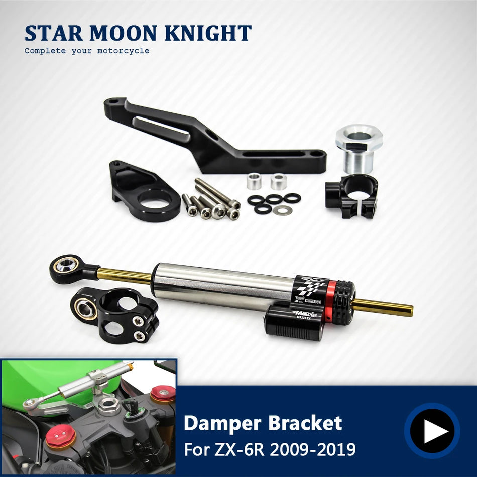 Suport CNC prelucrat pentru amortizorul de direcție Kawasaki ZX6R pentru ZX6R 2009 până în 2019, montare directă