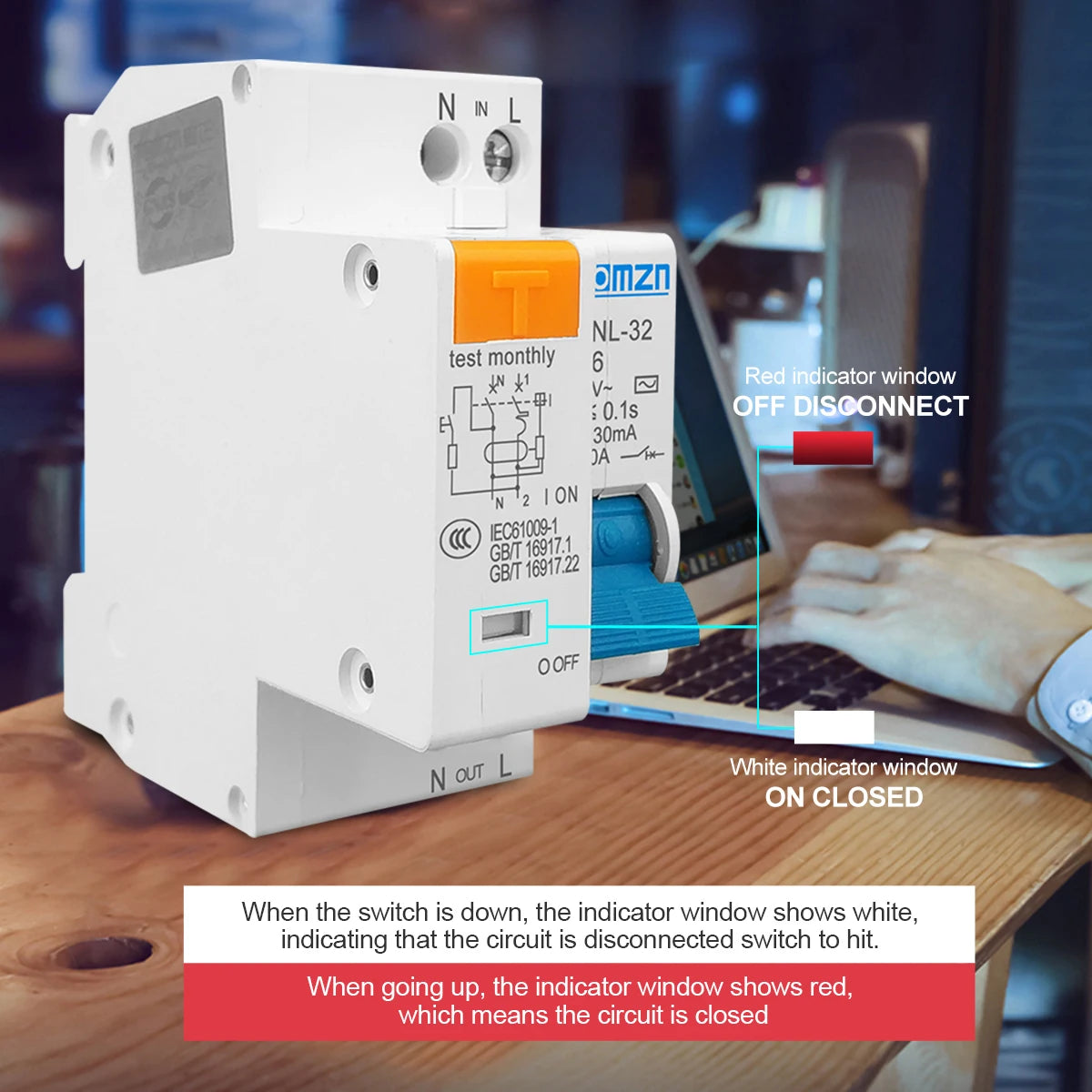 TOMZN TPNL DPNL 230V 1P+N RCBO Mini Circuit Breaker
