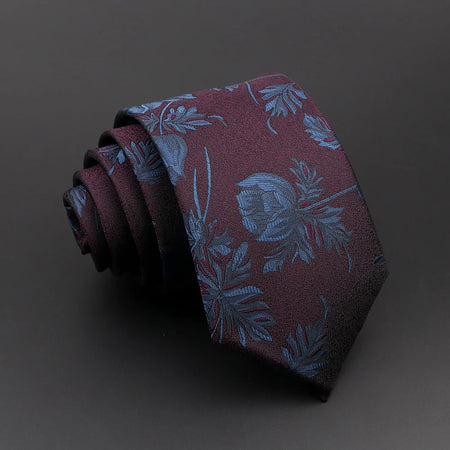 Floral Men's Tie in Red, Blue, and Green for Business or Wedding 4