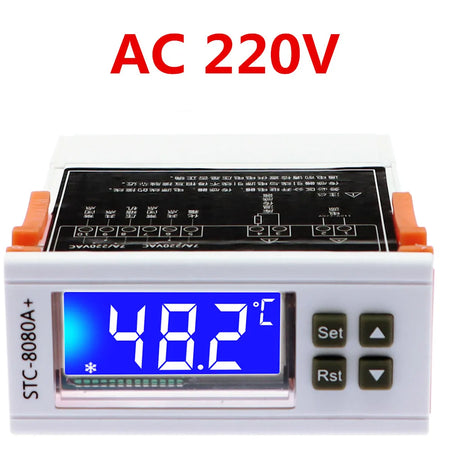 STC-8080A Temperature Controller &ndash; Dual Sensor Frost Alarm White AC 220V