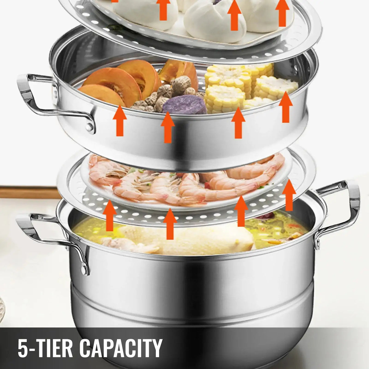 Five Layer Steamer Pot Dumplings Stainless Steel