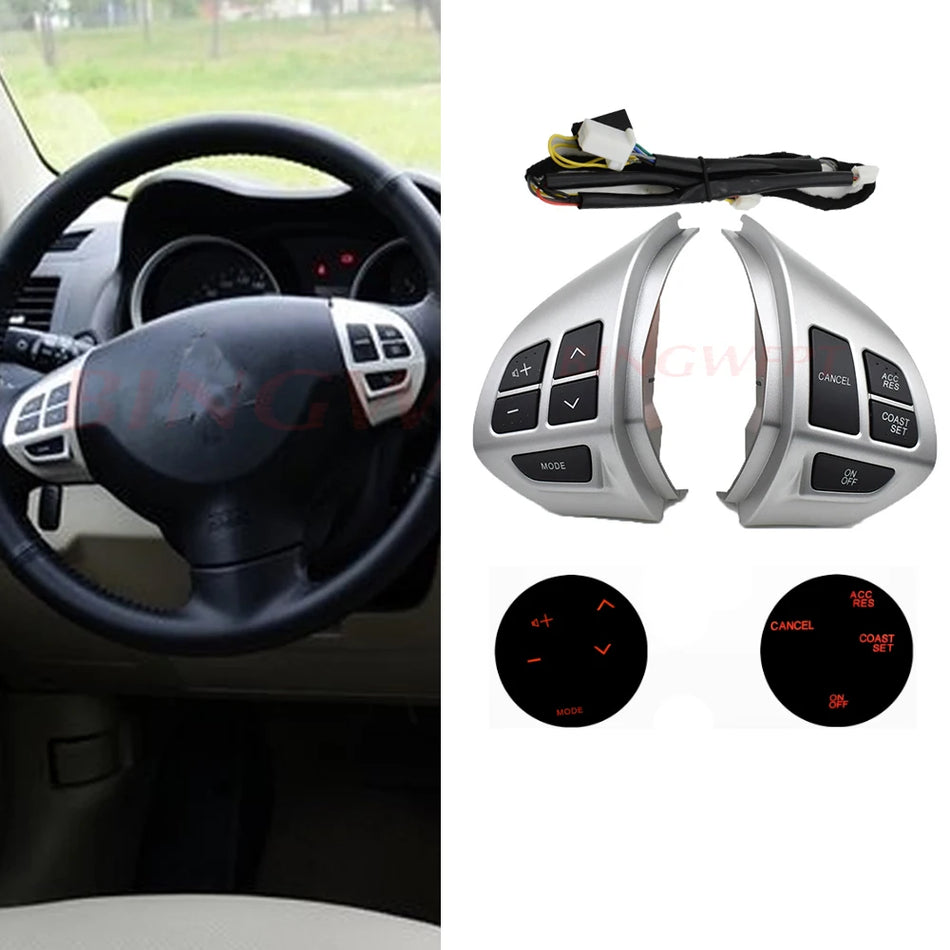 Pulsanti di controllo del volante con cavi, argento per Mitsubishi ASX 2007-2012