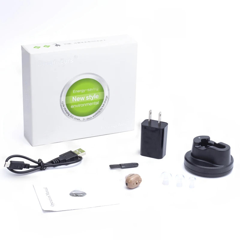 Mini Rechargeable Digital ITC Hearing Aid &ndash; Adjustable Tone