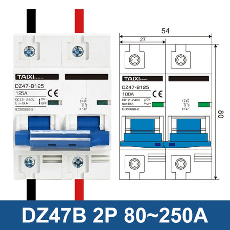 SUMRET DZ47 Mini Circuit Breaker for DC Battery Protection, 6-150A 12-240V