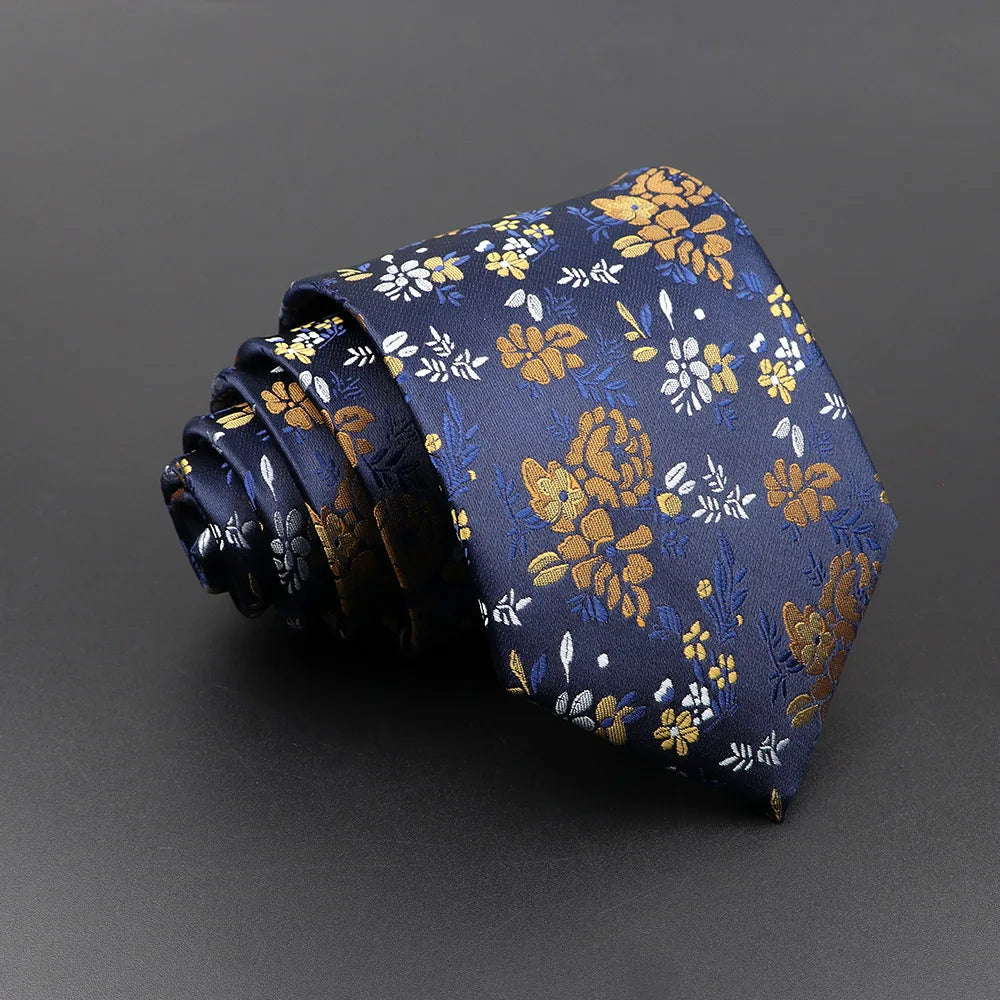 Men's Floral Tie with Brown Bear and Horse Print