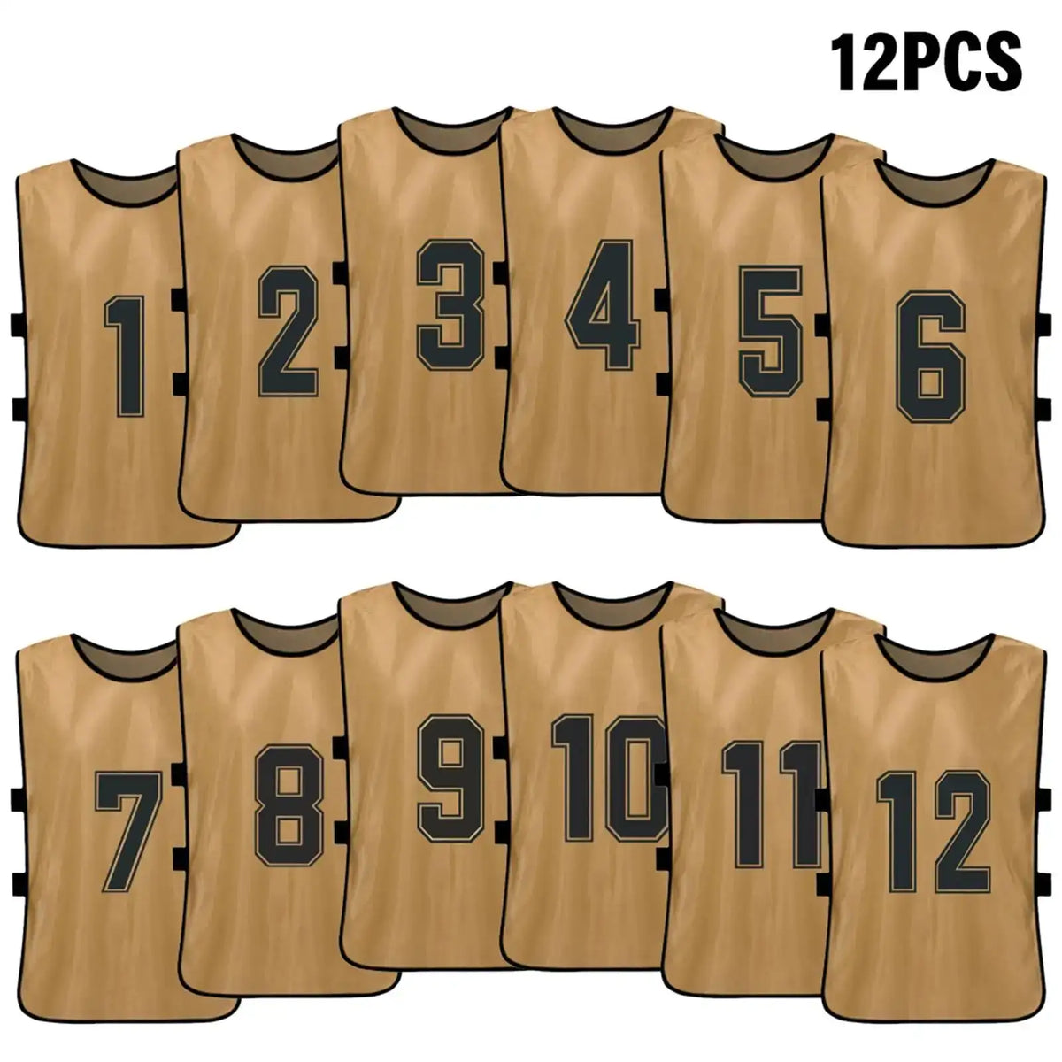 6/12 PCS Adults Soccer Pinnies &ndash; Quick Drying Fabric Earth Gold 12pcs