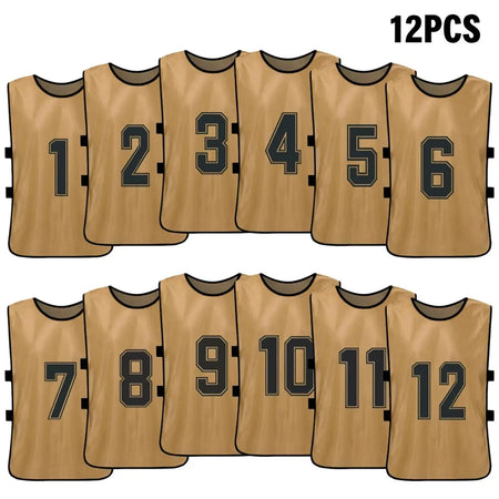 6/12 PCS Adults Soccer Pinnies &ndash; Quick Drying Fabric Earth Gold 12pcs