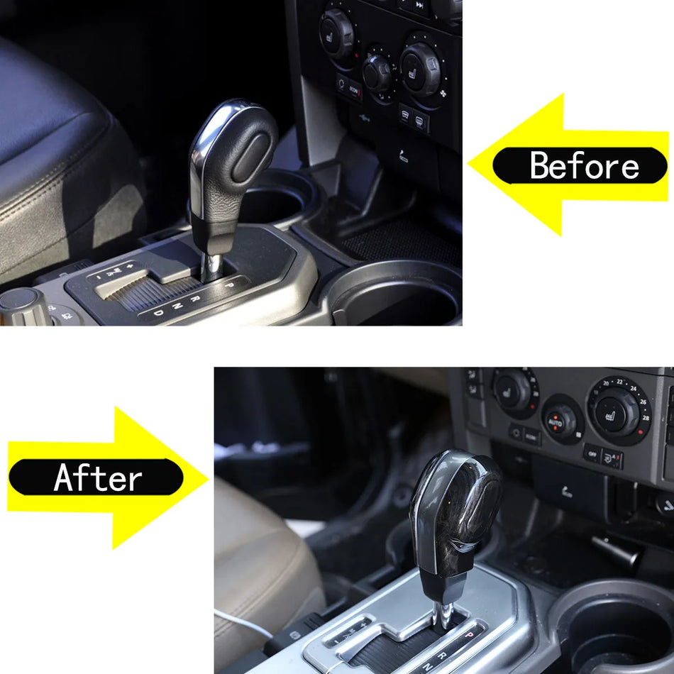 Para Land Rover Discovery 3 4 Tampa de Botão de Mudança de Velocidades Autocolantes ABS Grão de Madeira Preto Fibra de Carbono 2004 a 2012