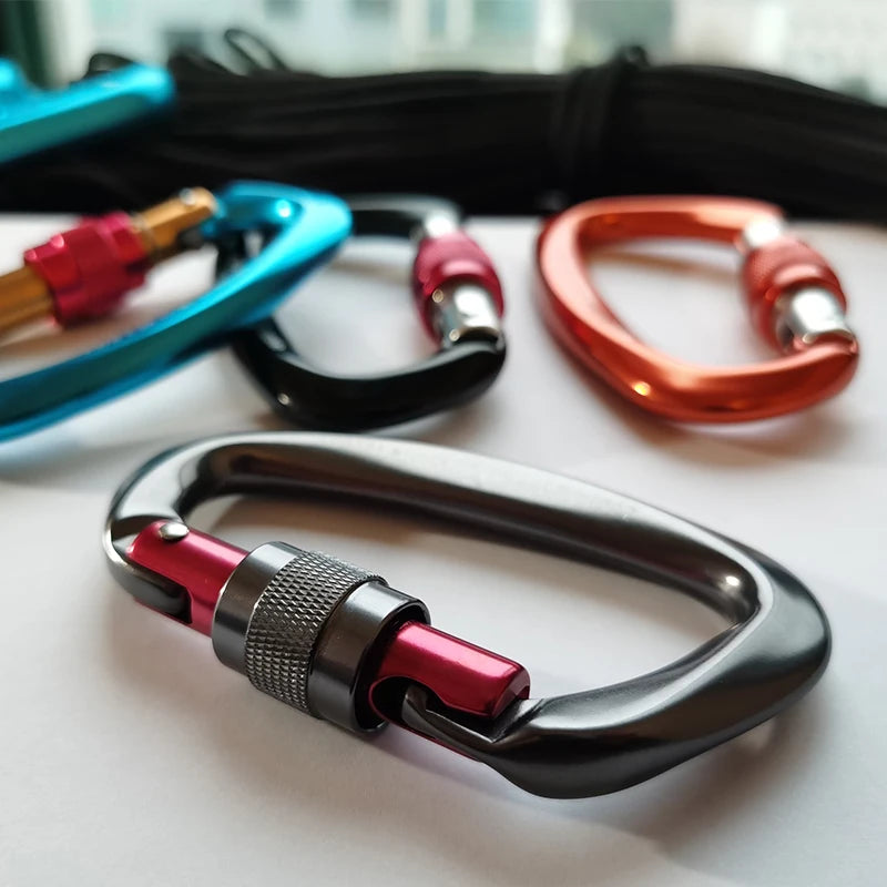 25KN D Shape Professional Climbing Carabiner with Safety Lock