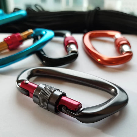 25KN D Shape Professional Climbing Carabiner with Safety Lock