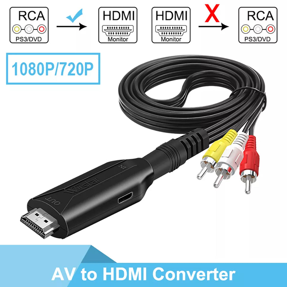 AV to HDMI Converter 1080P/720P with 1m RCA Cable