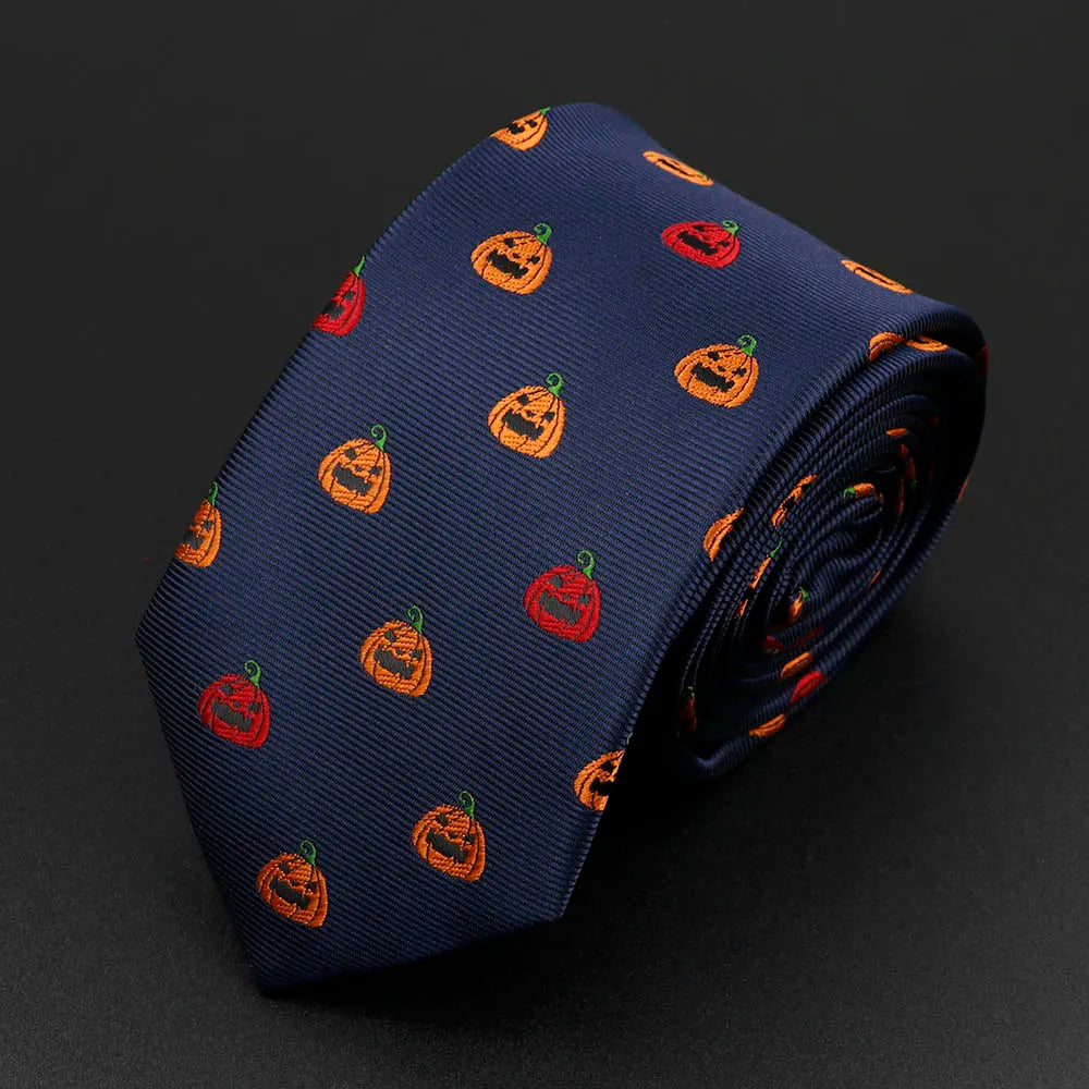 Trendy Men's Microfiber Jacquard Necktie with Skull and Floral Design 9