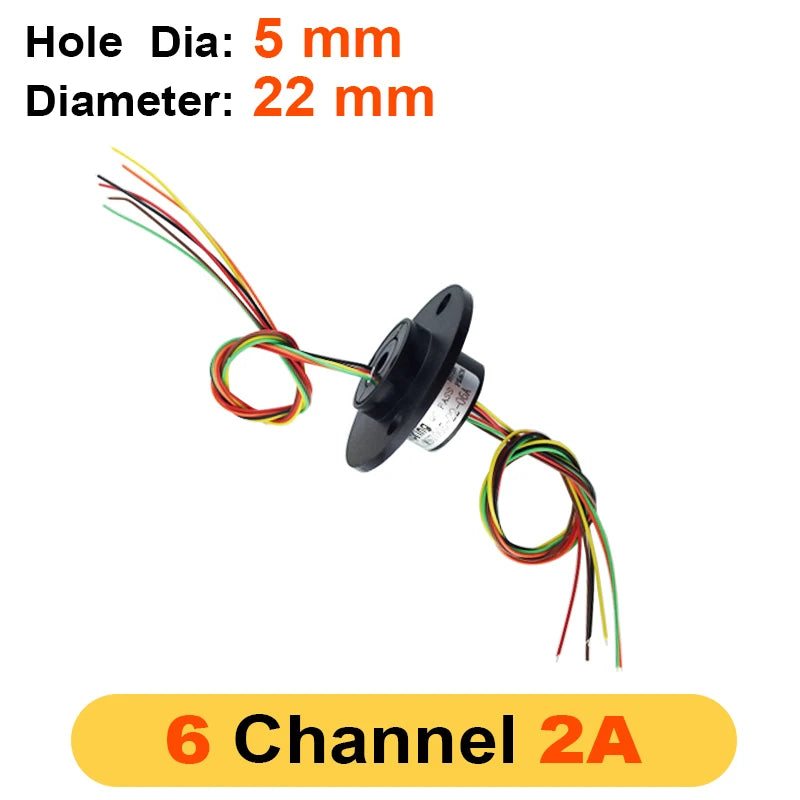 2A Hollow Shaft Slip Ring Rotation Connector - Multi Channel 6 Channel