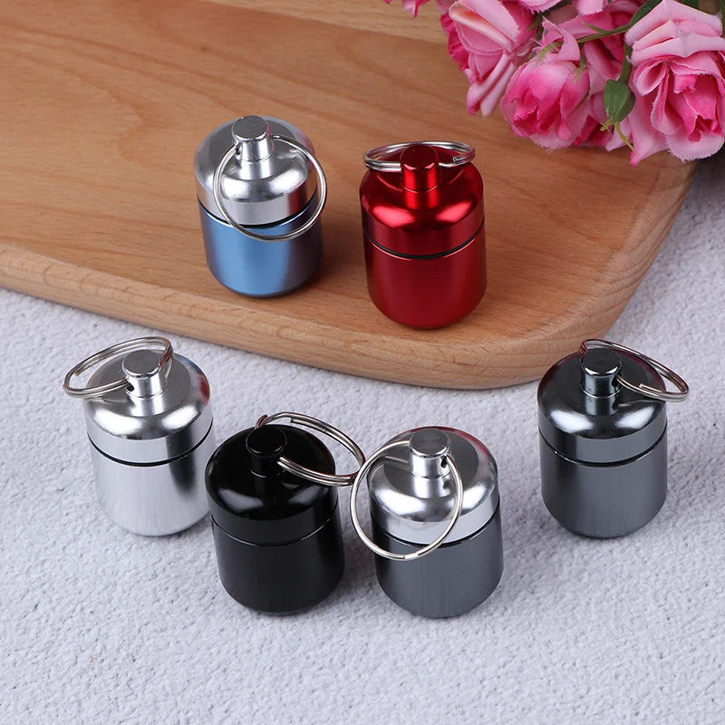 Compact Waterproof Aluminum Alloy Pill Box Keychain &ndash; Portable Medicine Storage Container for Travel and Health Care
