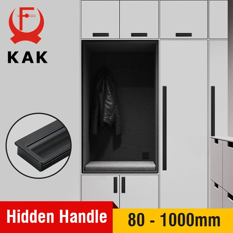 Κουζίνα Χειρολαβή Πόρτας Ενσωματωμένη από Αλουμίνιο Μαύρη 80mm