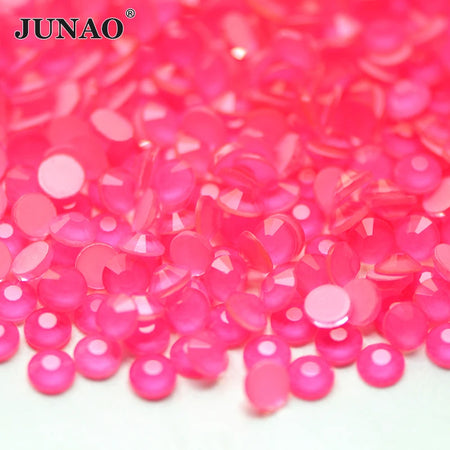 JUNAO SS6 SS8 SS10 SS12 SS16 SS20 &ndash; Vibrant Neon Yellow Glass Rhinestones for Nail Art
