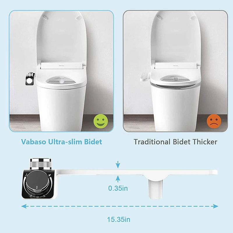 Bidet Seat Attachment Dual Nozzles Wall Mount &ndash; Easy Install