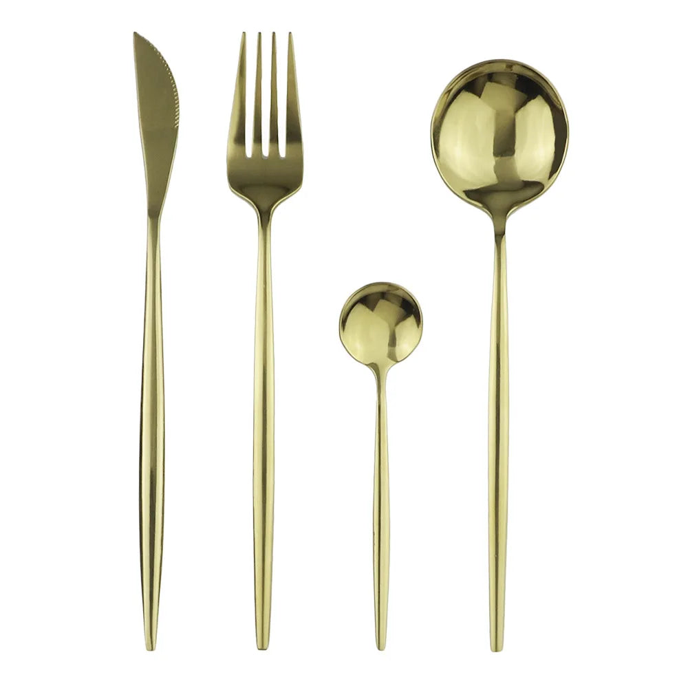 Gold Tableware Set &ndash; Elegant Mirror Finish 304 Stainless Steel 4Pcs Champagne