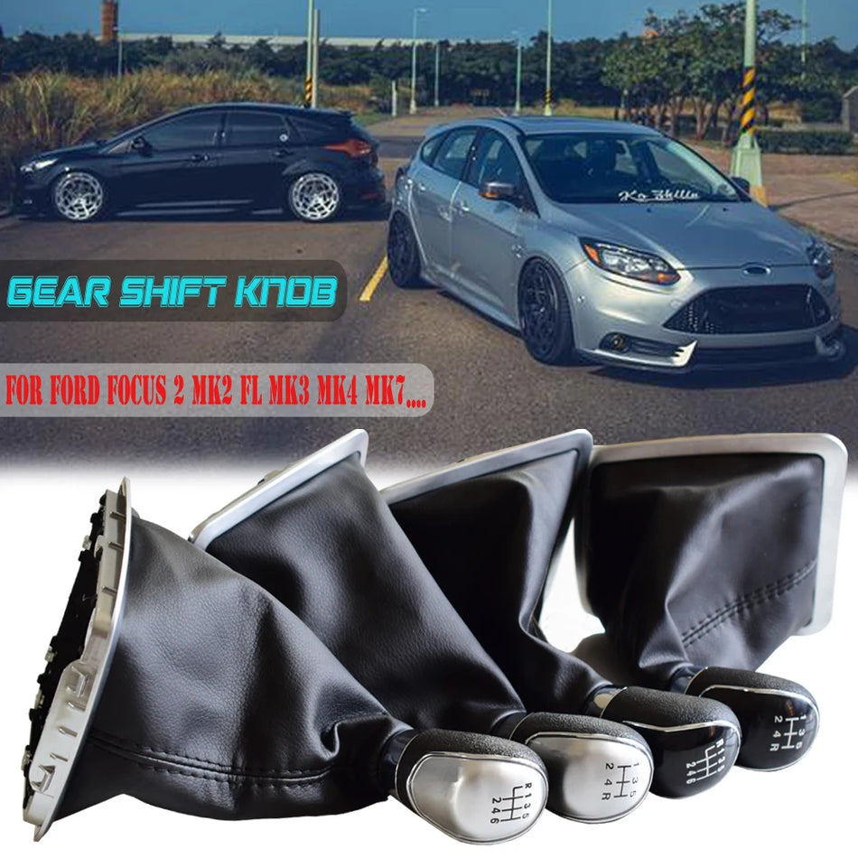 Mânere de schimbător de viteze din piele pentru Ford Focus 2 MK2 FL C-MAX 2006-2011 MK3 MK4 MK7 Galaxy