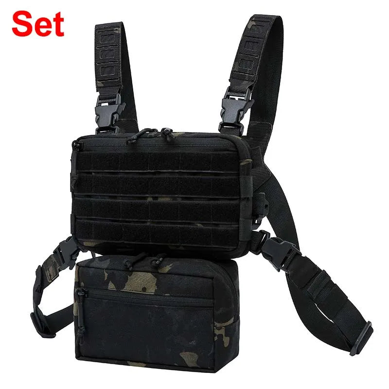 CS Wargame Chest Rig Airsoft Pouch &ndash; Molle System Ready Black CP set