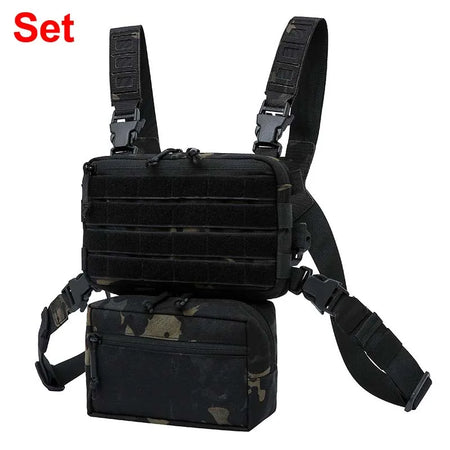 CS Wargame Chest Rig Airsoft Pouch &ndash; Molle System Ready Black CP set