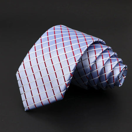 Skinny Plaid Tie in Red and Blue for Men 24
