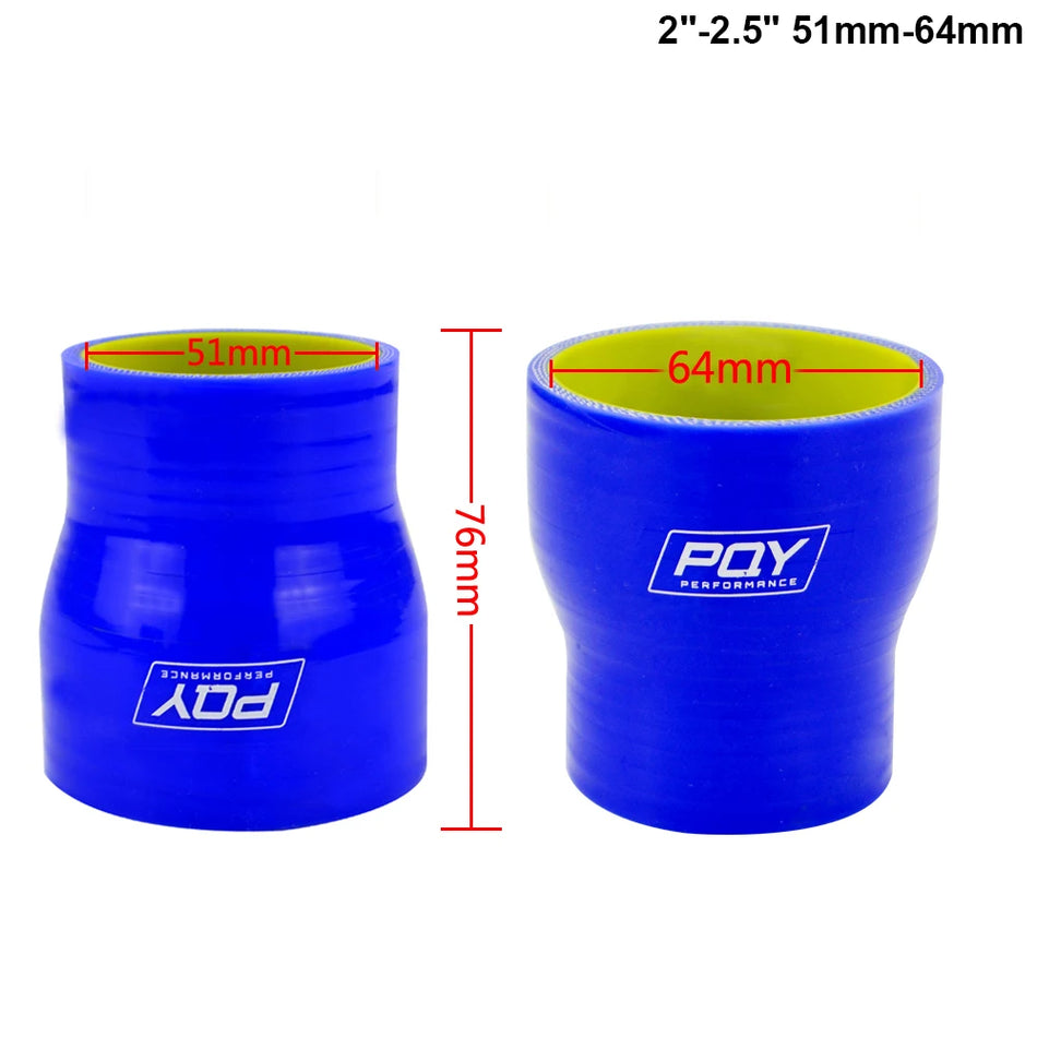 Riduttori di giunzione in silicone blu e giallo, dritti, da 2 a 4 pollici
