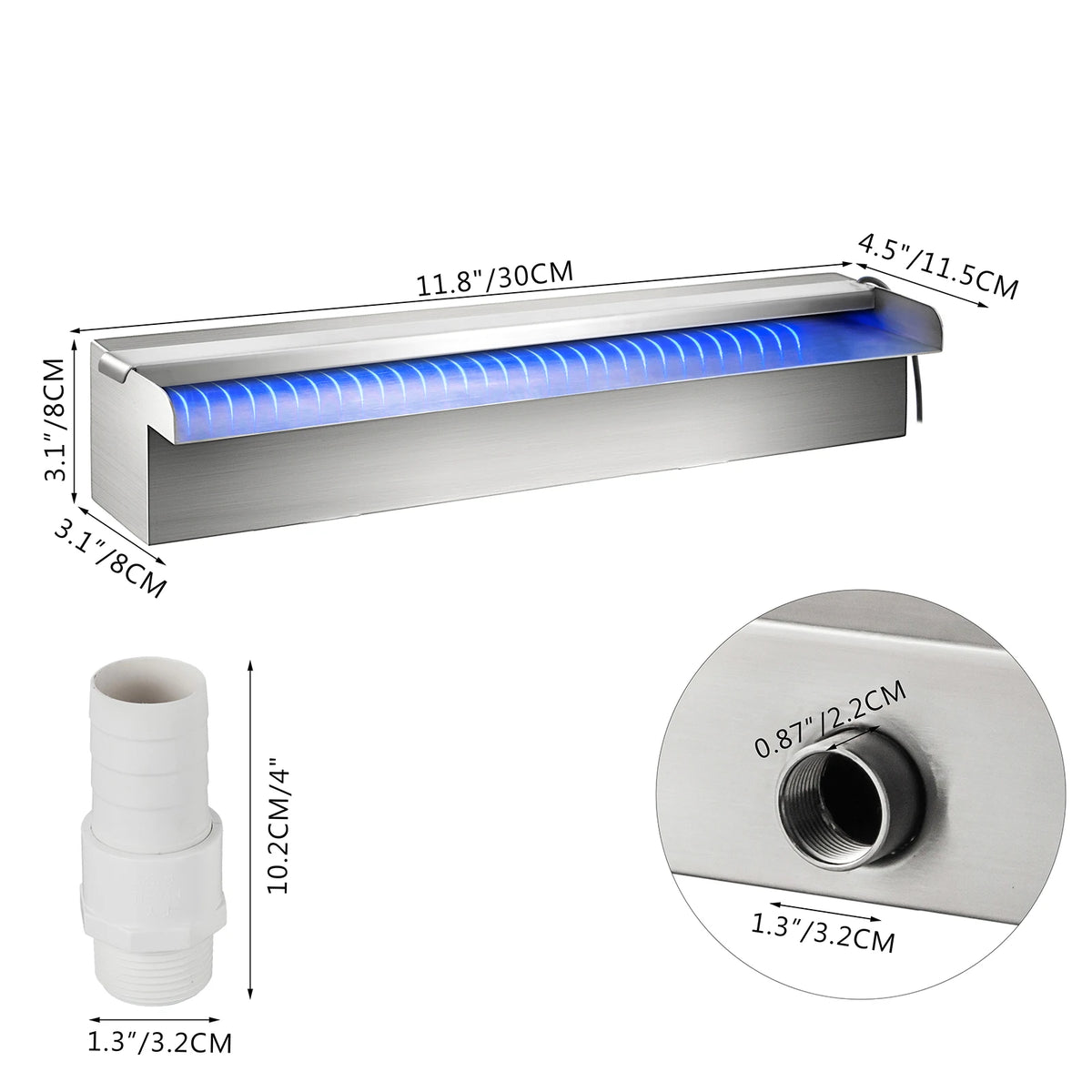 SucceBuy Pool Fountain Waterfall With Light &ndash; RGB LED SWLED300 / United States