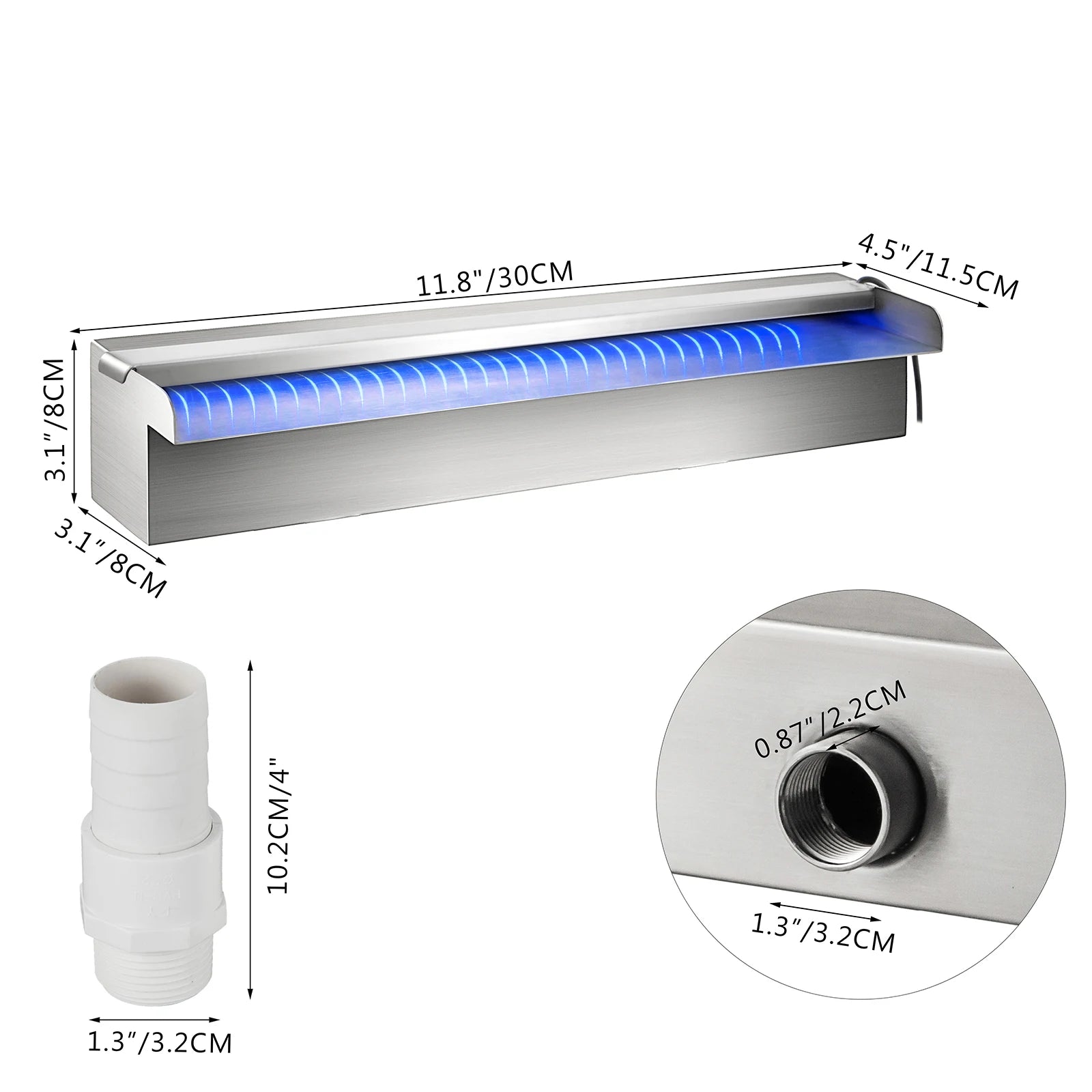 SucceBuy Pool Fountain Waterfall With Light &ndash; RGB LED SWLED300 / United States