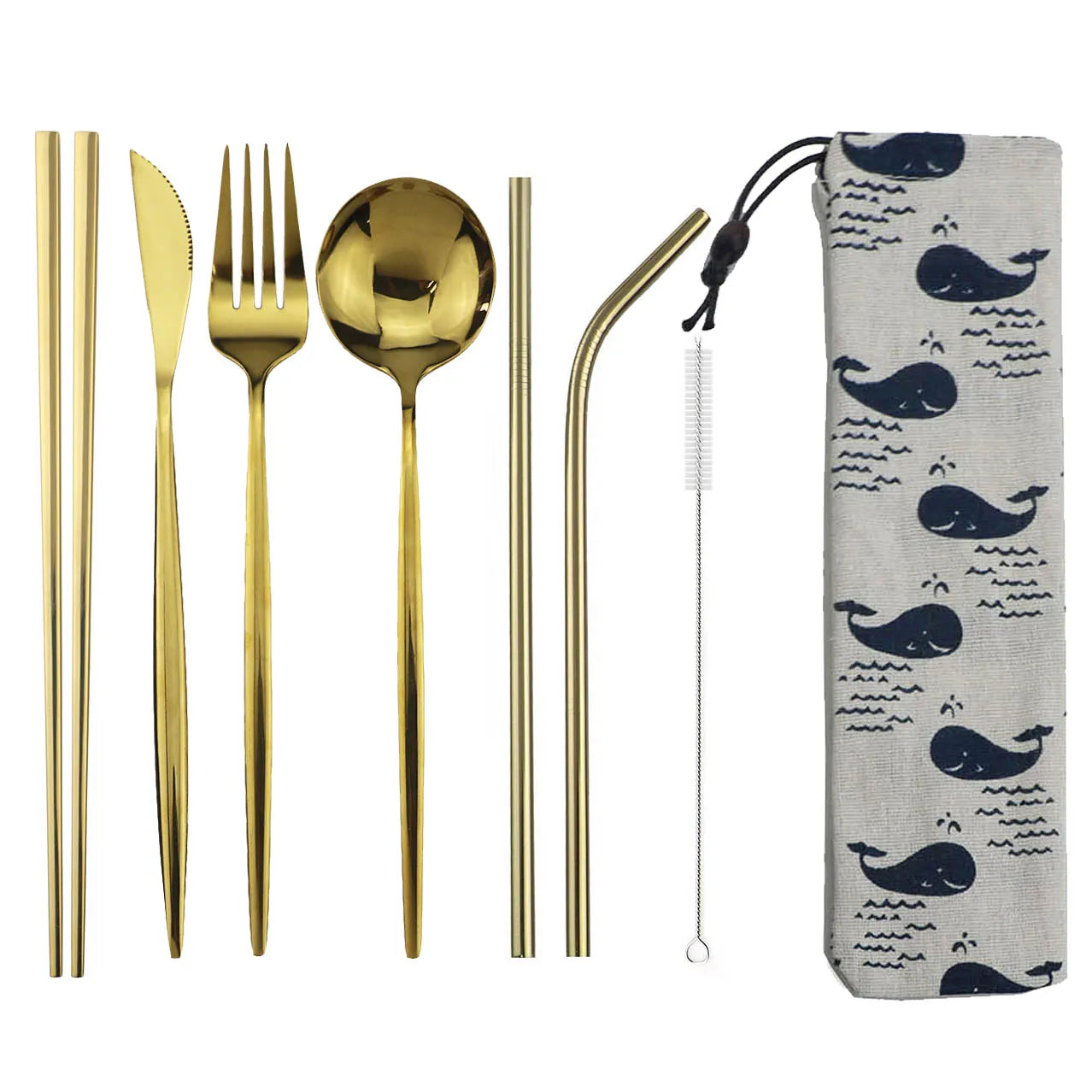 KNGZI 8pcs Travel Cutlery Set &ndash; Eco-Friendly Stainless Steel Silverware