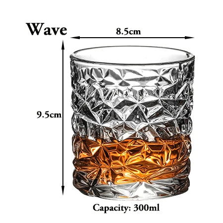 Whiskey Glasses Old Fashioned - Elegant Eco Friendly Wave / 180-400ml