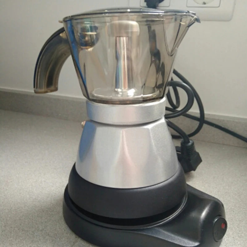 Electric Italian Coffee Maker - 3 to 6 Cup Percolator - Aluminium
