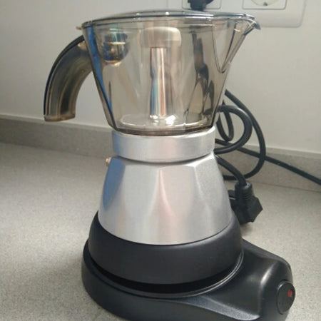 Electric Italian Coffee Maker - 3 to 6 Cup Percolator - Aluminium