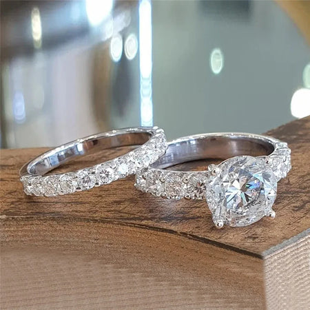 Trendy Bridal Engagement Ring Set with Shiny Cubic Zirconia by CAOSHI
