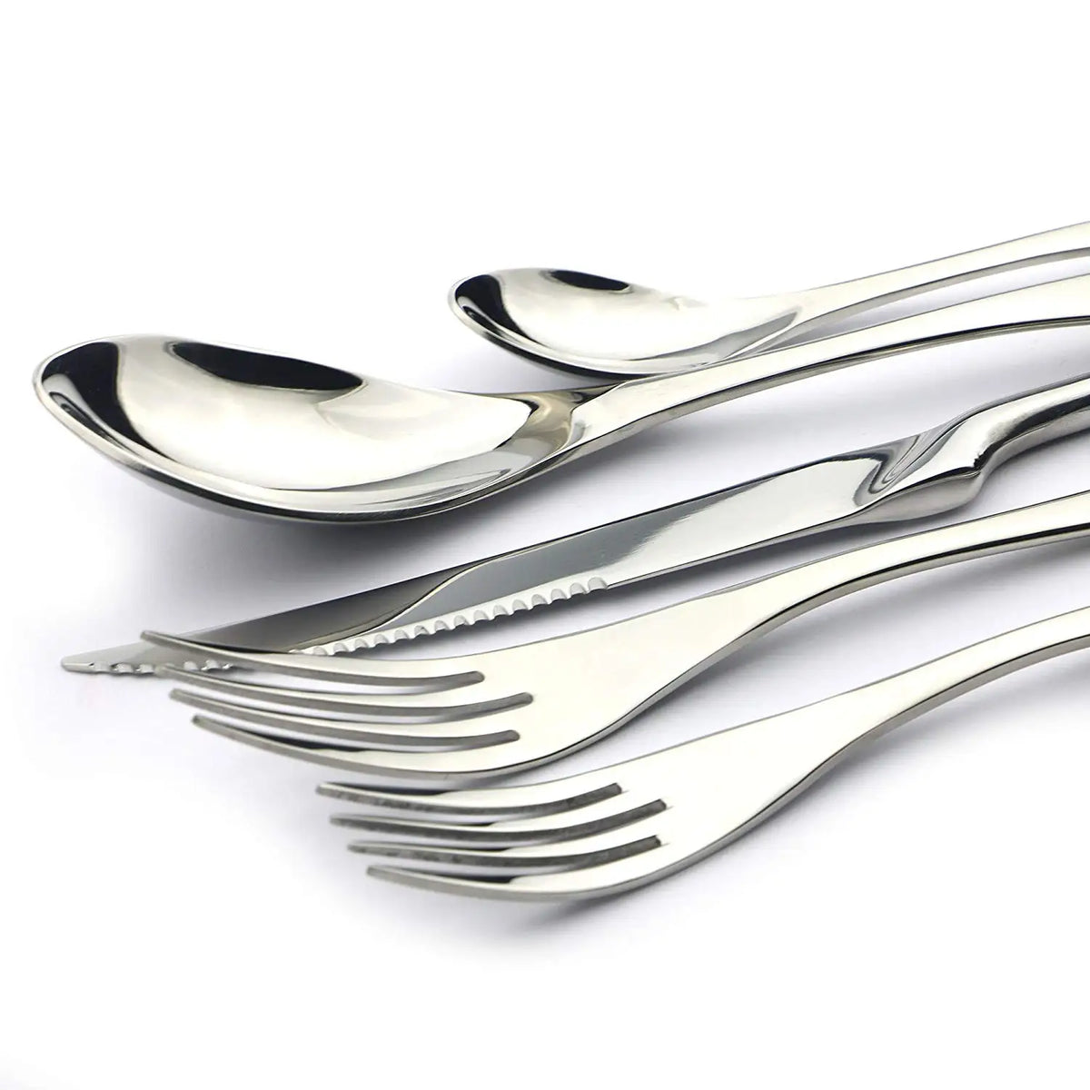 KNGZI 5/20Pcs Silver Flatware Set &ndash; Eco-Friendly 18/10 Stainless Steel Design