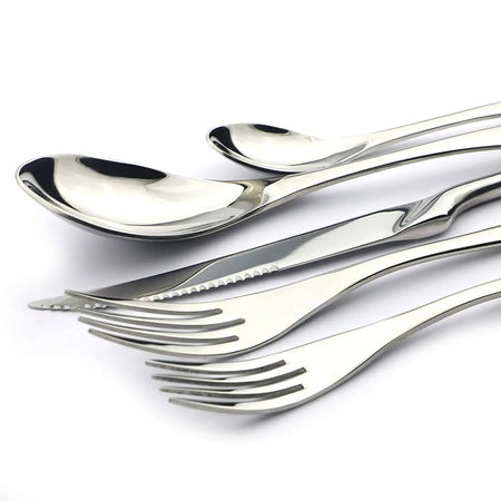 KNGZI 5/20Pcs Silver Flatware Set &ndash; Eco-Friendly 18/10 Stainless Steel Design