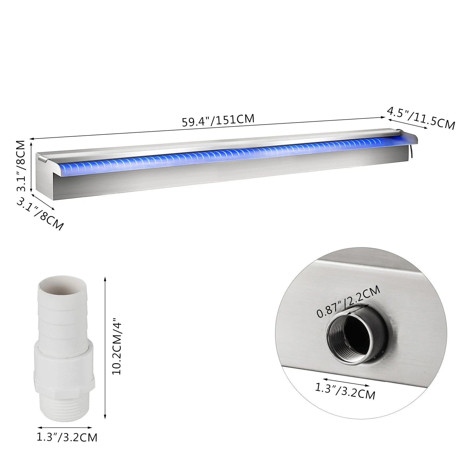 SucceBuy Pool Fountain Waterfall With Light &ndash; RGB LED SWLED1500 / United States