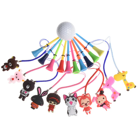 10Pcs Golf Rubber Tees &ndash; Unique Cartoon Pattern Design