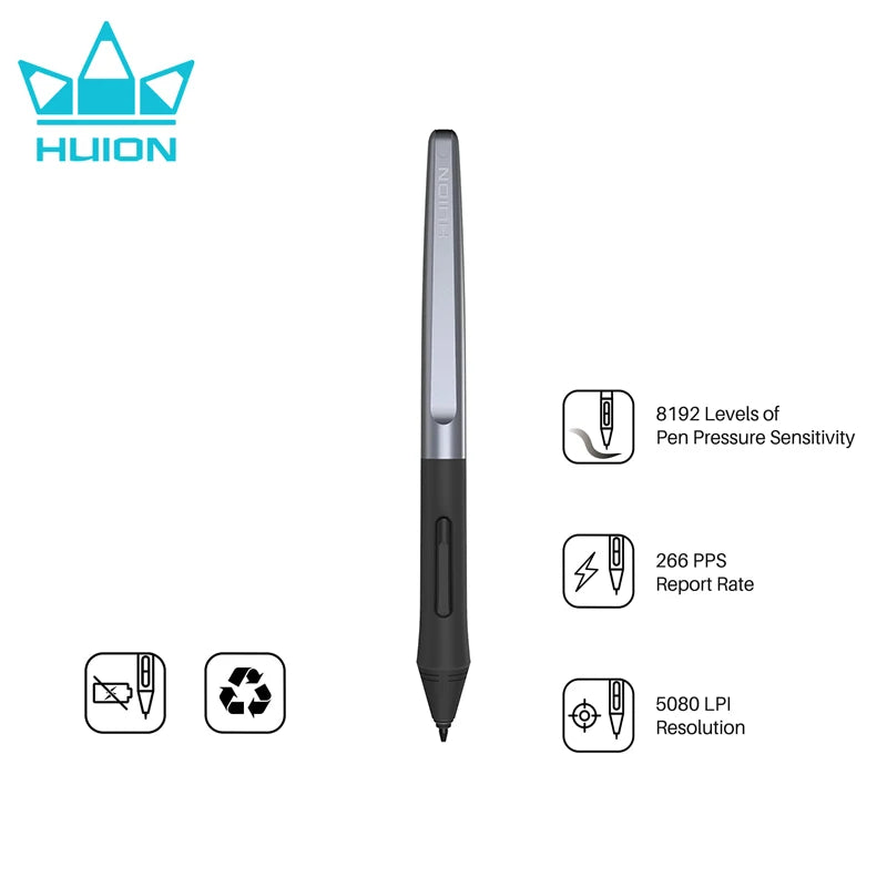 Battery-Free PW100 Stylus for Huion Tablets HS64, Compatible