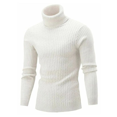 Winter Men's High Quality Turtleneck Sweater Thicken Sweater Casual Pullover G04-White / XL (75-85KG)