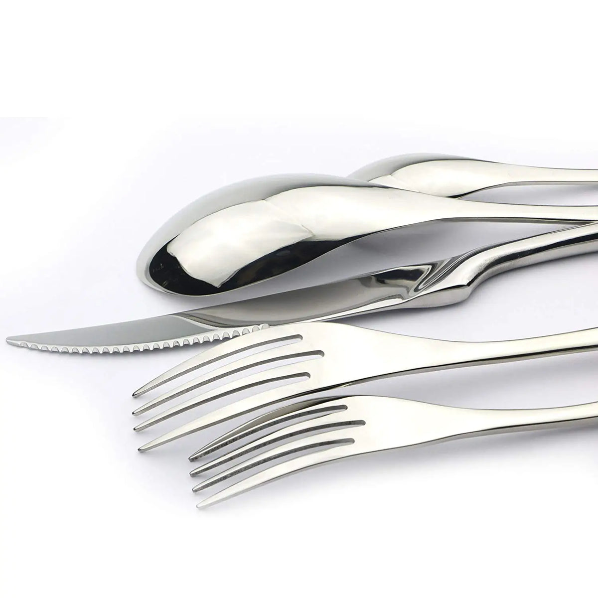 KNGZI 5/20Pcs Silver Flatware Set &ndash; Eco-Friendly 18/10 Stainless Steel Design