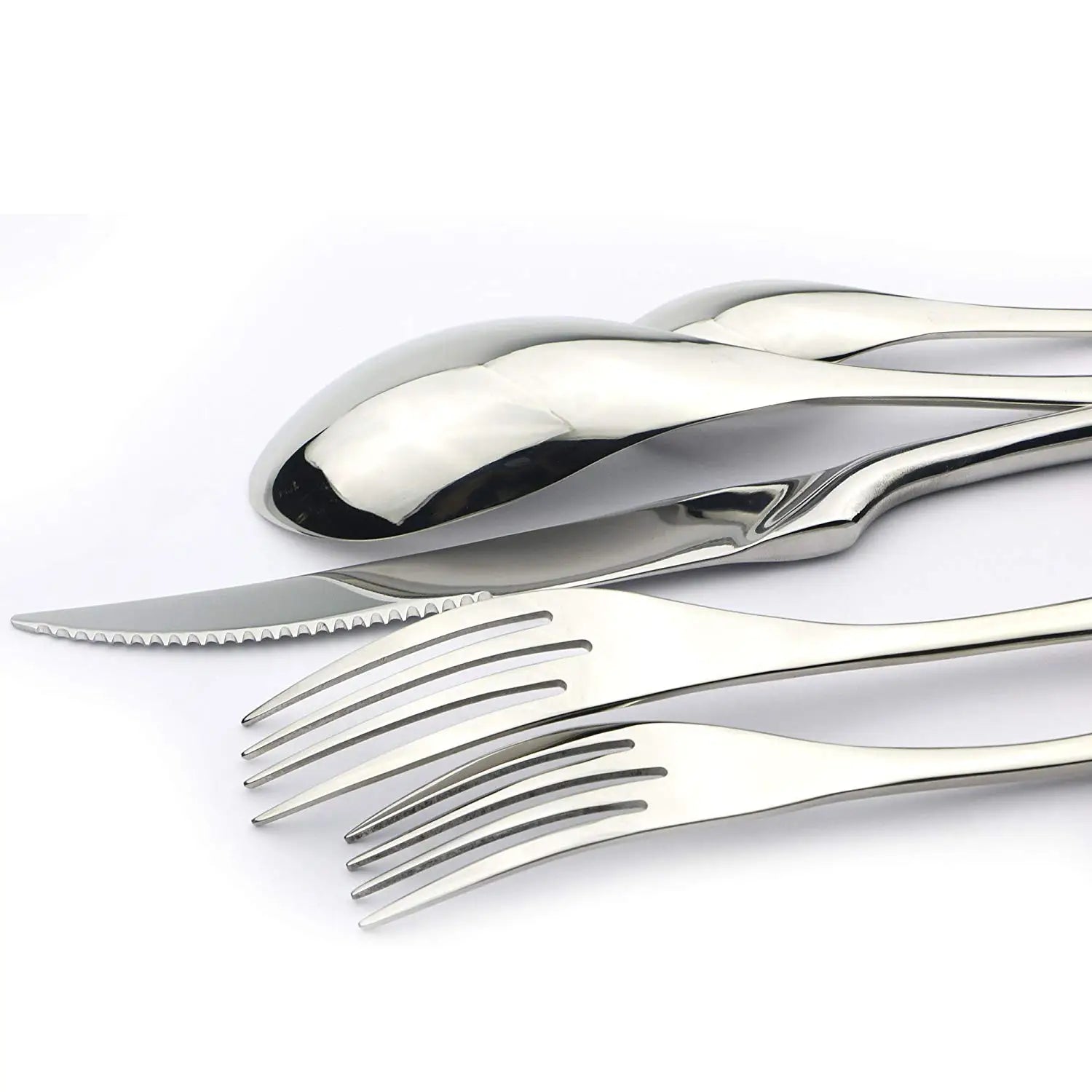 KNGZI 5/20Pcs Silver Flatware Set &ndash; Eco-Friendly 18/10 Stainless Steel Design
