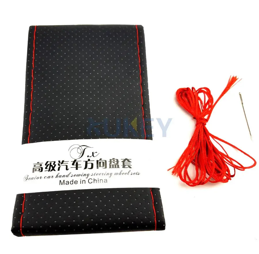 DIY PU Leather Auto Car Steering Wheel Cover Hand Sewing Hand-stitched With Thread Needle 38cm Breathable Steering Wheel Covers by InterCyprus Trading Ltd