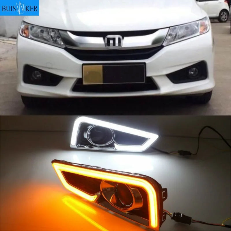 Хонда Сити Грейс 2015 2016 LED ДХО с реле поворотников